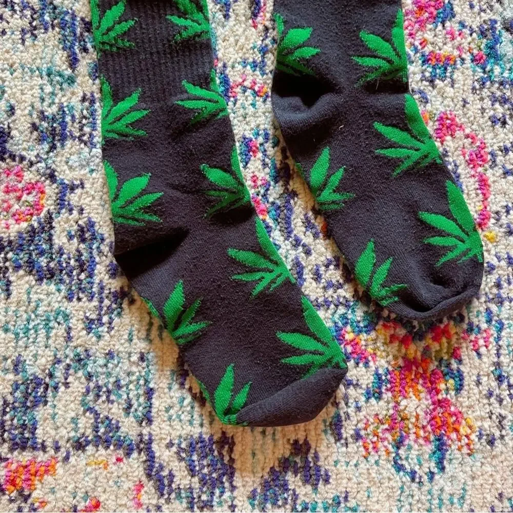HUF Plantlife Green & Black Ribbed Crew Socks Unisex